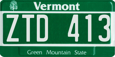 VT license plate ZTD413