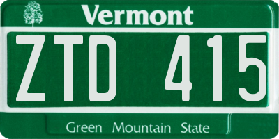 VT license plate ZTD415