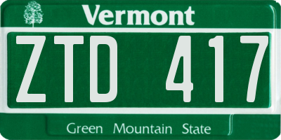 VT license plate ZTD417
