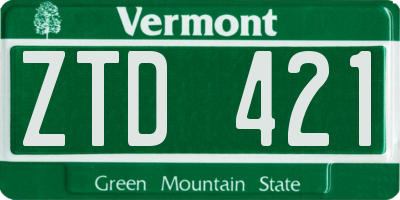 VT license plate ZTD421