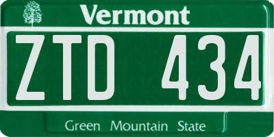 VT license plate ZTD434