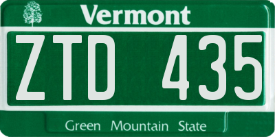 VT license plate ZTD435