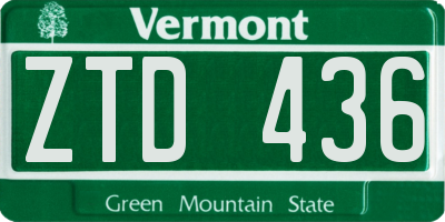 VT license plate ZTD436
