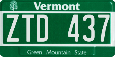 VT license plate ZTD437