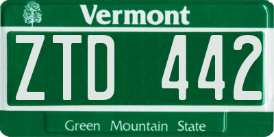 VT license plate ZTD442