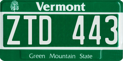 VT license plate ZTD443