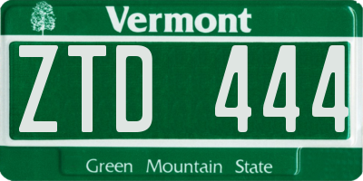 VT license plate ZTD444