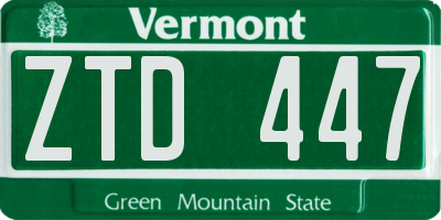 VT license plate ZTD447