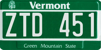 VT license plate ZTD451