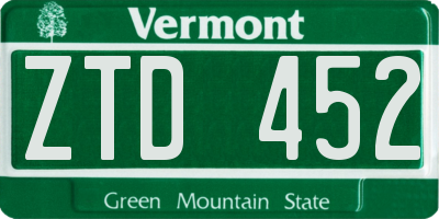 VT license plate ZTD452