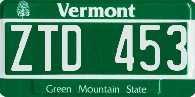 VT license plate ZTD453