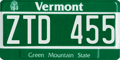 VT license plate ZTD455