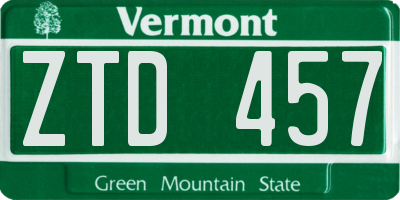 VT license plate ZTD457