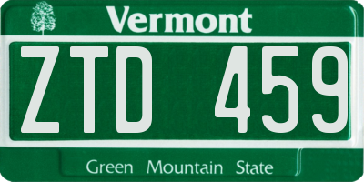 VT license plate ZTD459