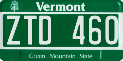 VT license plate ZTD460