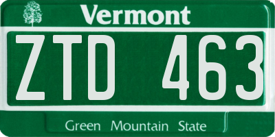 VT license plate ZTD463