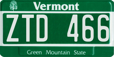 VT license plate ZTD466