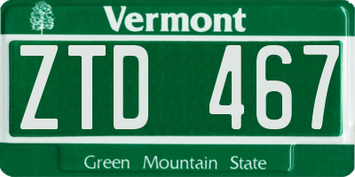 VT license plate ZTD467
