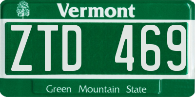 VT license plate ZTD469