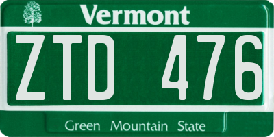 VT license plate ZTD476