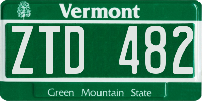 VT license plate ZTD482