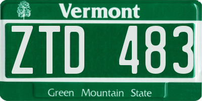 VT license plate ZTD483