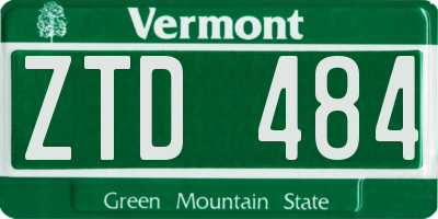 VT license plate ZTD484