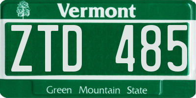 VT license plate ZTD485
