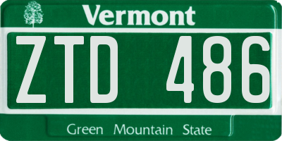 VT license plate ZTD486