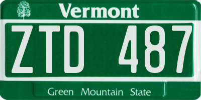 VT license plate ZTD487