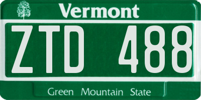 VT license plate ZTD488