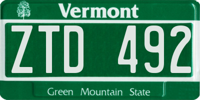 VT license plate ZTD492