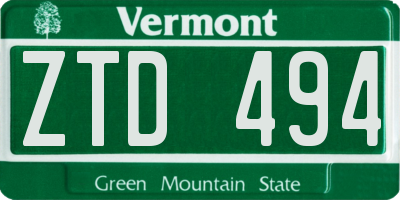 VT license plate ZTD494