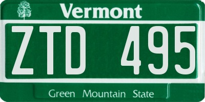 VT license plate ZTD495