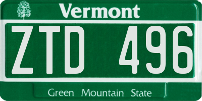 VT license plate ZTD496