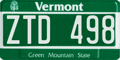 VT license plate ZTD498