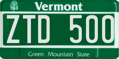 VT license plate ZTD500