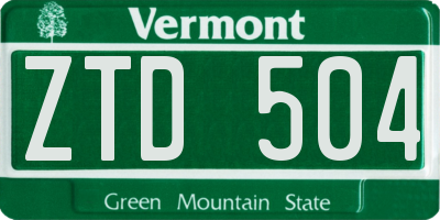 VT license plate ZTD504