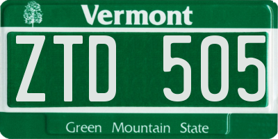 VT license plate ZTD505