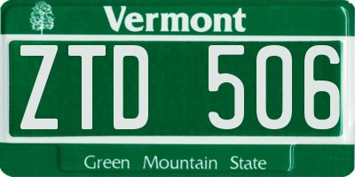 VT license plate ZTD506