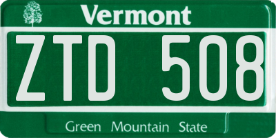 VT license plate ZTD508