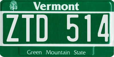 VT license plate ZTD514