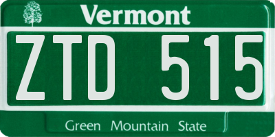 VT license plate ZTD515