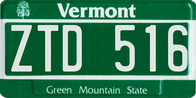 VT license plate ZTD516