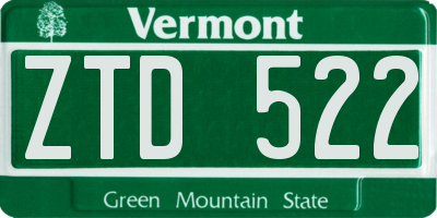 VT license plate ZTD522