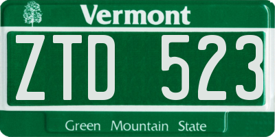VT license plate ZTD523