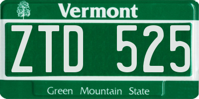 VT license plate ZTD525