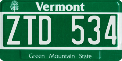 VT license plate ZTD534