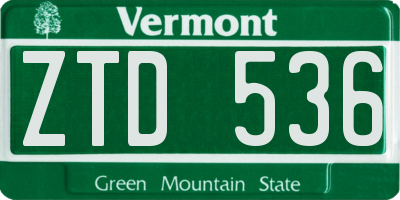 VT license plate ZTD536