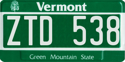 VT license plate ZTD538